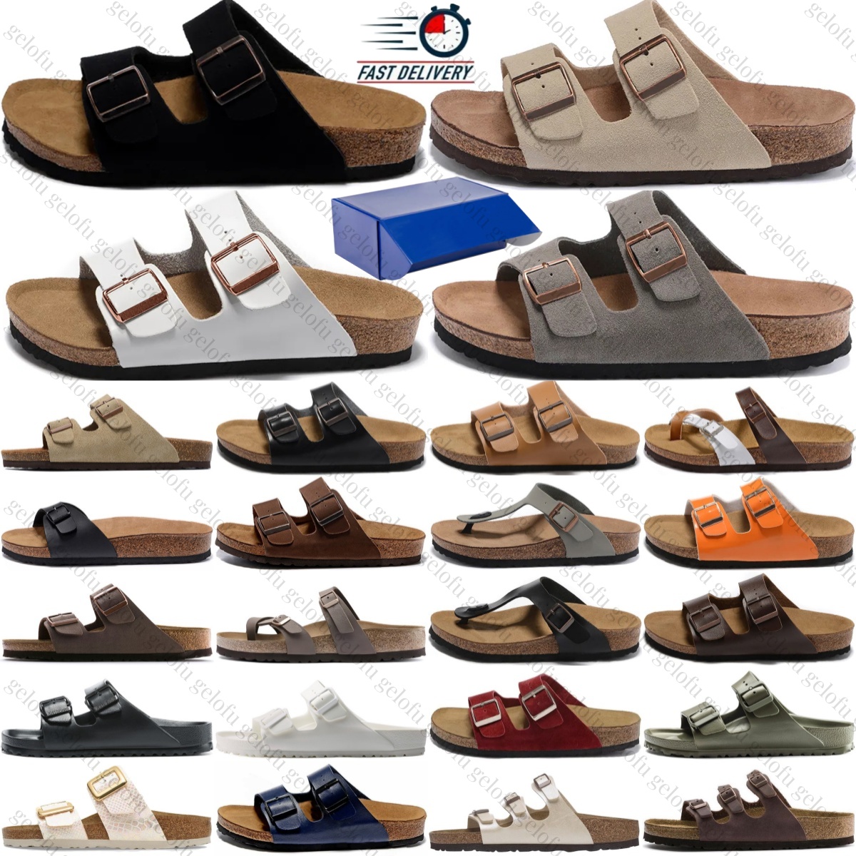 Designer Slippers Mocha Clogs Arizona Soft Slides Footbed Sandals Suede Taupe EVA Black Dark Brown Leather White Vintage Womens Mens Stone Buckle Bl