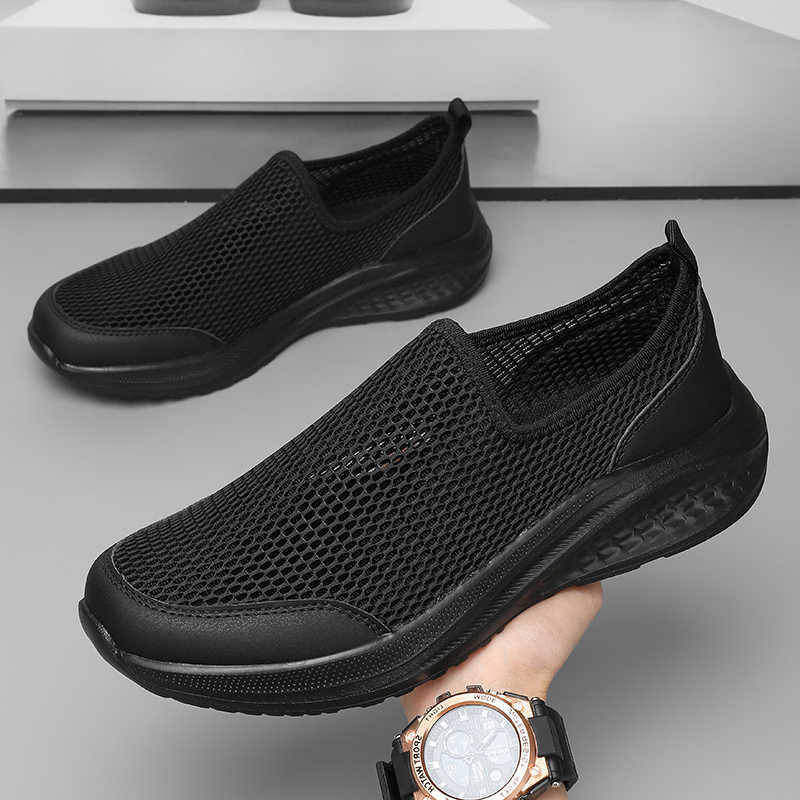 Casual Shoes One Footthe Net Shoes Men's Summer New Breathable Thin Net Walking Shoes Casual Sports Shoes Black Plus Size Men's Shoes 48 D