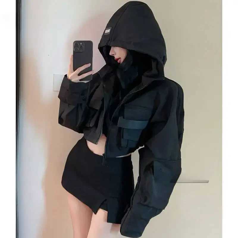 Women's Jackets Fall Hot Sale Of The Season Women's Trendy Short Jacket Street Style Workwear Large Pocket Design Hooded Coat Casual Outer