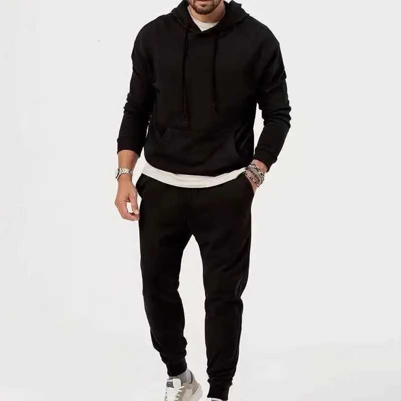 Tracksuits New Men Men's Women Tracksuit Hoodies Casual Solid Color Thick Pullover and Long Pant 2-piece Set Men Autumn Fleece Jogger Sports Su