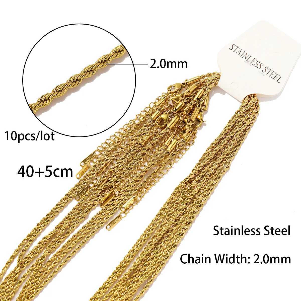 Pendant Necklaces 10pcs/Lot 40+5cm 18K Gold Color PVD Plated Stainless Steel Ripple Twisted Chain Never Fade Women Water Wave DIY Necklace X260921