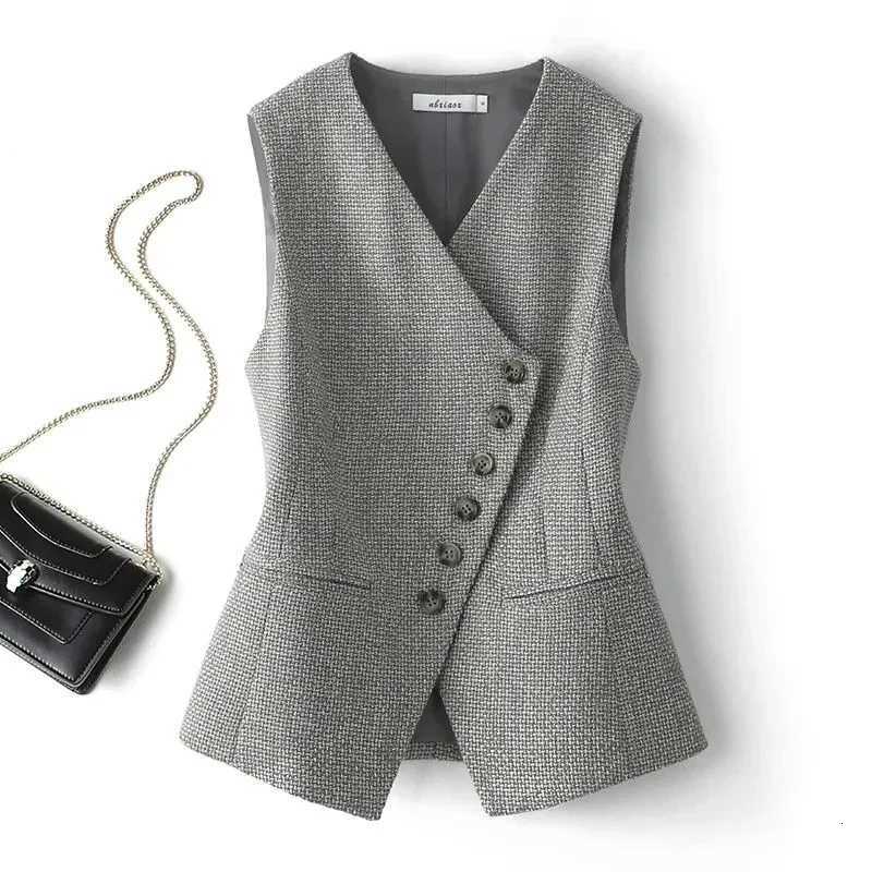 Women's Jackets New Women's Suit Vest Coat 2024 Spring Autumn Comfortable Sleeveless Ladies Blazer Vest Versatile Lady Blazer Waistcoat Ja