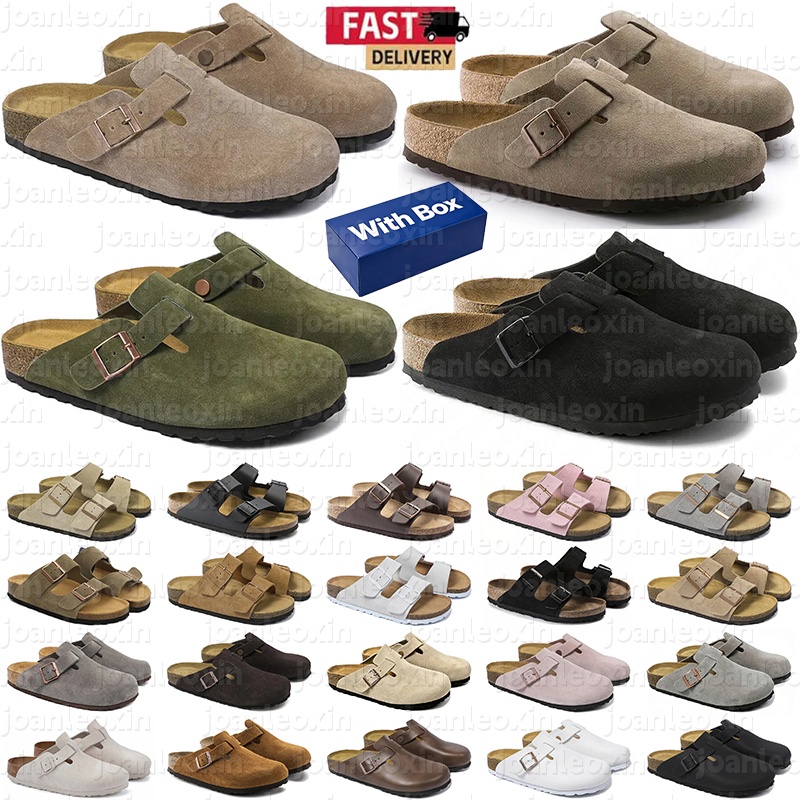 Designer Style Suede Clogs Men Women Soft Cork Footbed Mules Comfortable Slip On Sandals Casual Potato Shoes With Box Fast Delivery