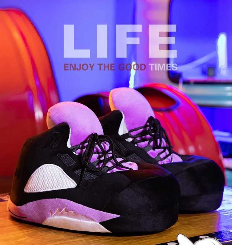Size 36-45 Unisex Home House Floor Indoor Fluffy Funny Sneakers Basketball Shoes Winter Cotton Slippers Women Snug Lovers Warm T260922