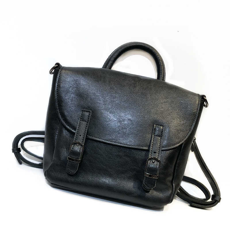 Zaino stile vintage Zaino naturale Borse da scuola per studenti in pelle per borse a tracolla portatili da donna in vera pelle bovina Borsa a tracol