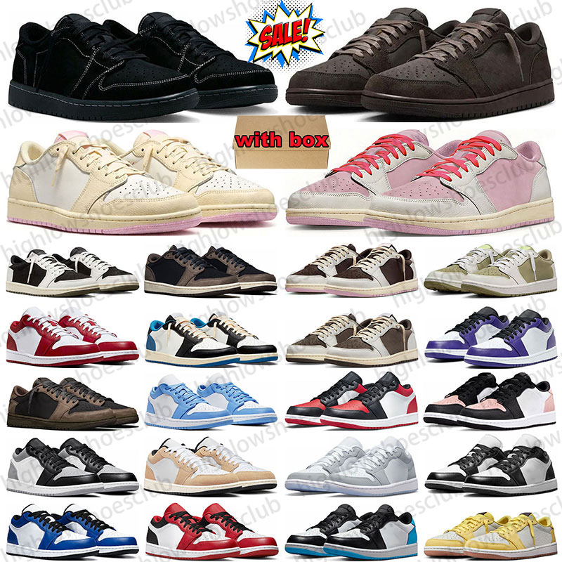 avec boîte Travis Low 1 1S Lows Designer Basketball Chaussures pour hommes Femmes Black Phantom Tropical Pink Sail Hommes Baskets Baskets Femmes