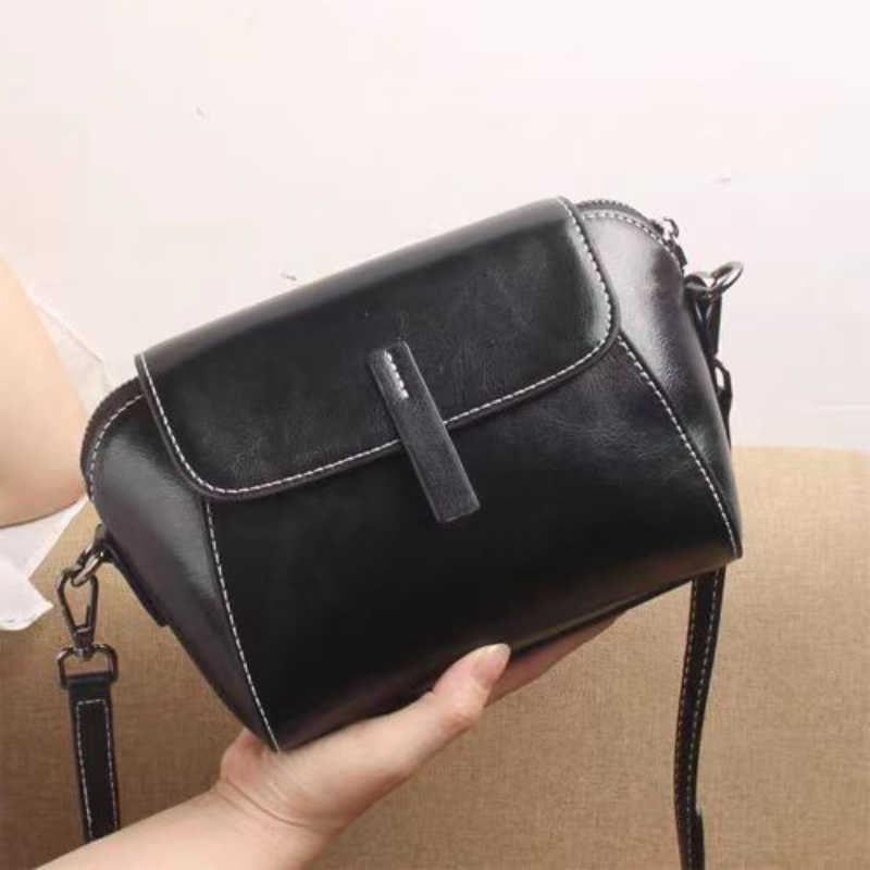 Body Women's Small Phone Cross Bag Fashionable Oil Wax Cowhide Leather Handbag Versatile and Simple Shoulder Bag High Quality Crossbody Bag H26