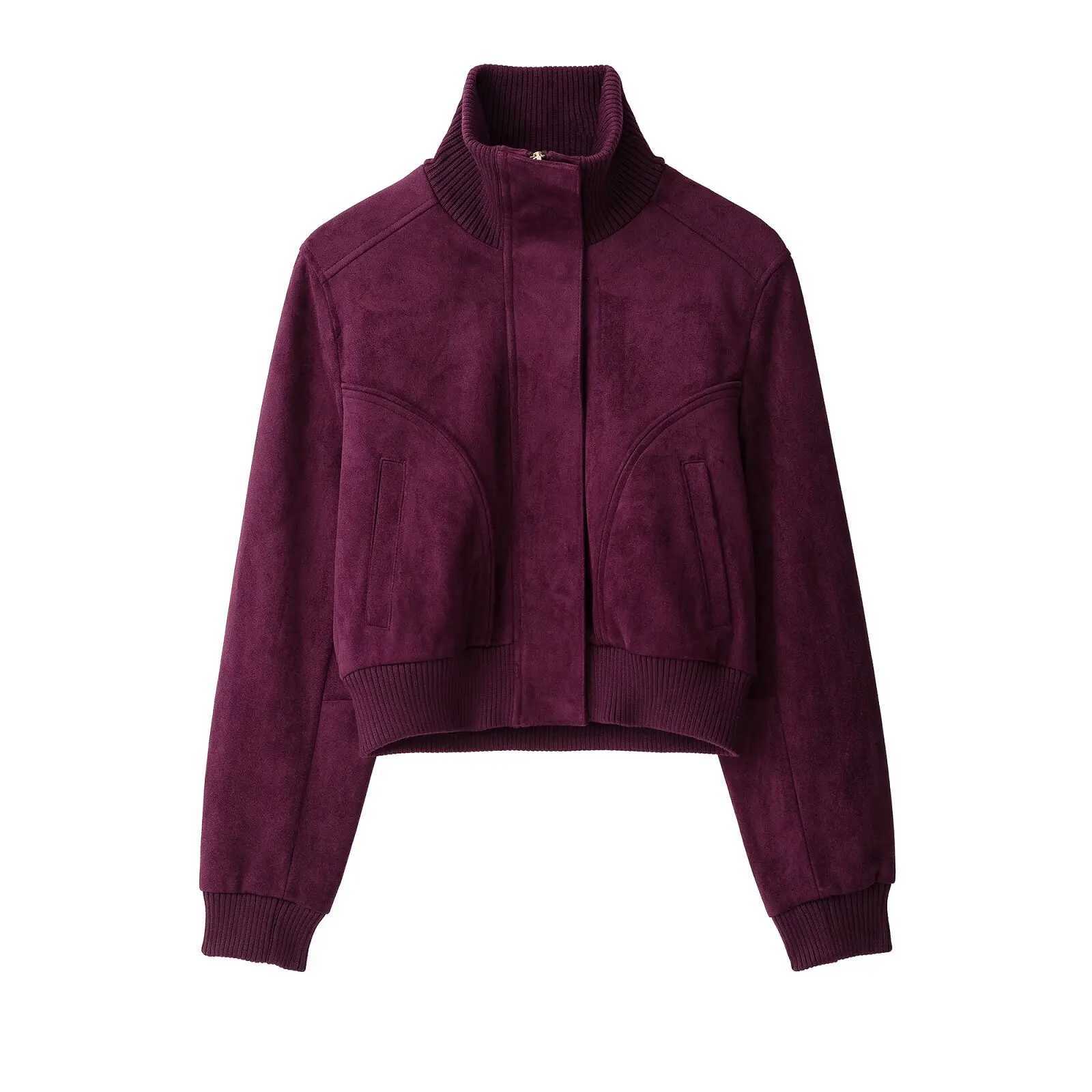 Women's Jackets Women's Jackets Long Sleeve Tops Solid Cropped Top 2026 zanban Elegant Fashion Chic Coat With Zipper Outwear Woman Purole