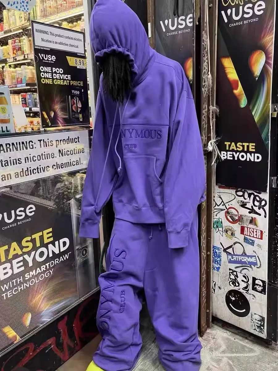 Tracksuits 2026 Anonymous Men's Club loose hoodie sports sweatpants wide leg YVL style pants set KZ1488 J260921