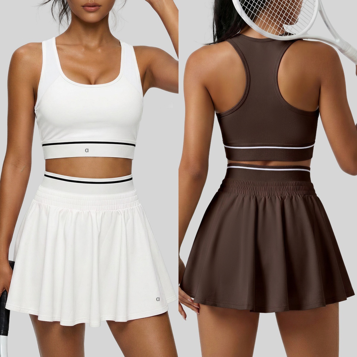2275A Ensemble de gymnastique soutien-gorge de Yoga ajusté pour femme robe de tennis taille haute pour femme jupe de sport de Fitness combinaison