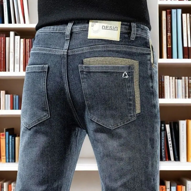 Spring Autumn 2025 Men's High-End Fashion Casual Pants Straight Leg Slim Fit Long Denim Jeans Handsome Cargo Casual Pants Men 260922