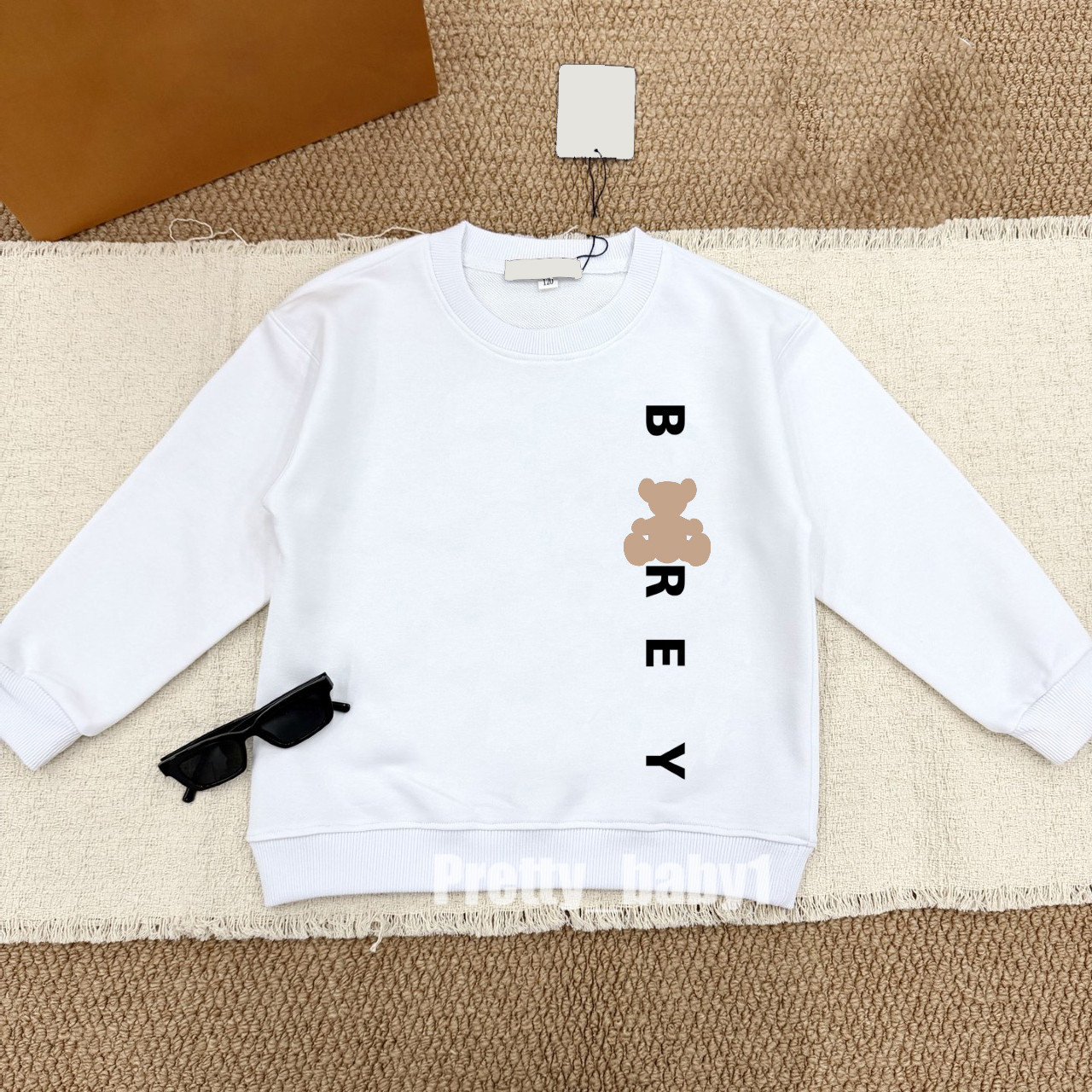 Kids Designer Clothes for Boys Sweatshirt, Girls Cute Bear Letter Print Cotton Long Sleeve Pullover Tops , Spring Autumn Casual Kids Hoodie