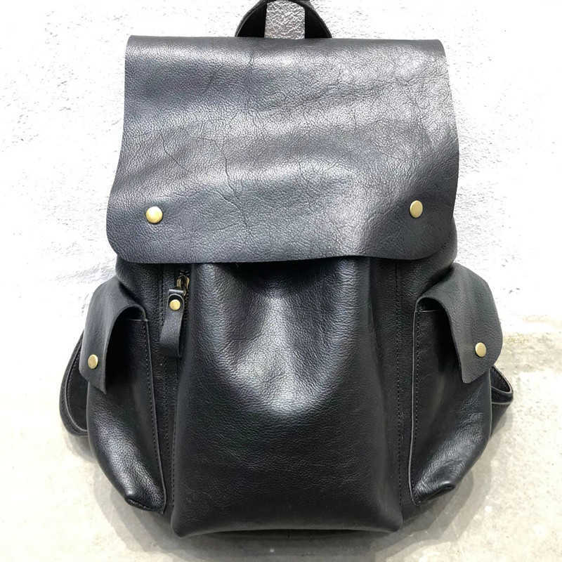 Natural Vintage Backpack Leather Style Backpacks For Women 100% Genuine Leather School Backpack High Quality Large Capacity Travel Bag mochilas H260
