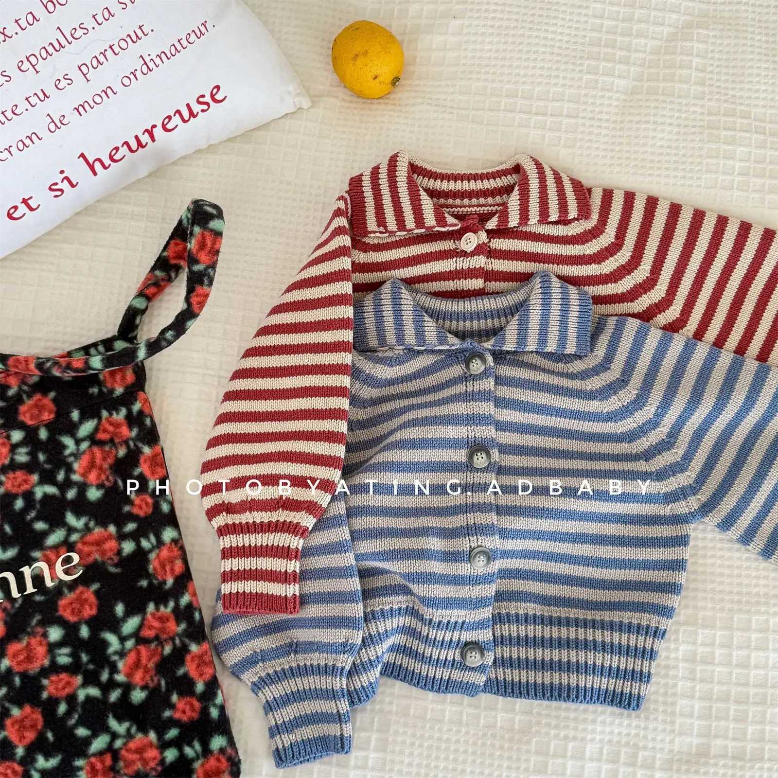 LILIGIRL 2025 Autumn Winter Pullover Children Striped Knitted Sweaters Korean Style Cardigan Coat Unisex Kids Sweater C260921