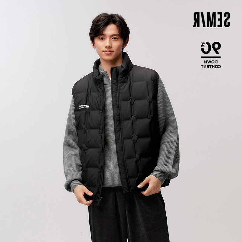 Down Men's Down Parkas Semir Vest Men 2024 New Winter Stand-Up Collar Printed Textured Outerwear Stacking Inner Wear Fashion Versatile. C260922