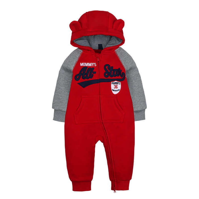 Children's Clothing Autumn Winter Baby Zipper Hooded Long Sleeve Jumpsuit Double Layer Romper Crawling Suit Q260919
