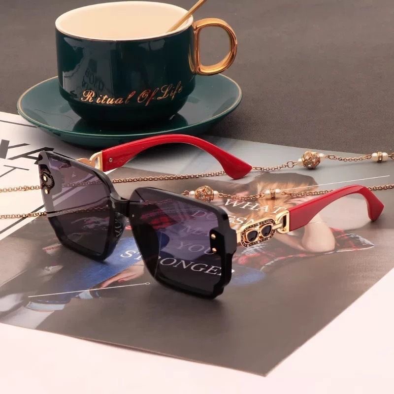 2026 summer casual sunglasses square personalized designer trendy retro knit sunshade sunglasses for woman fai