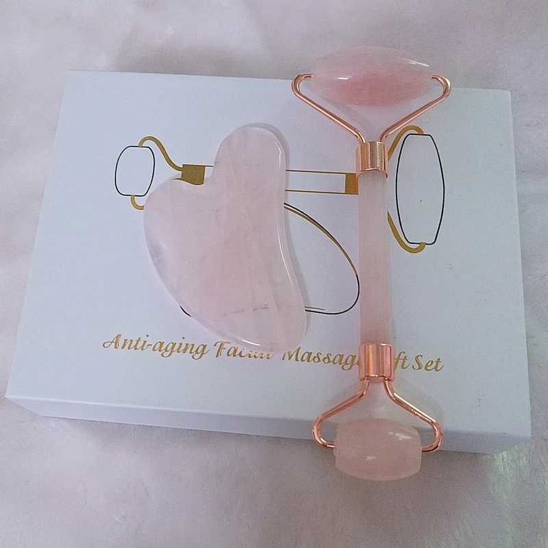 Massager Gua Sha Natural Face Stone Quartz Jade Massage Roller Faical Massage Tools for Face Board Acupoint Eye Care Body SPA Massager N260921