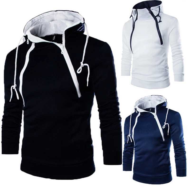Hoodies Men's Men's Hoodies Sweatshirts Long Sleeve Sweatshirts for Men Zipper Hooded Pullover High Neck Mens Sweatshirt Top Jacket Coat B