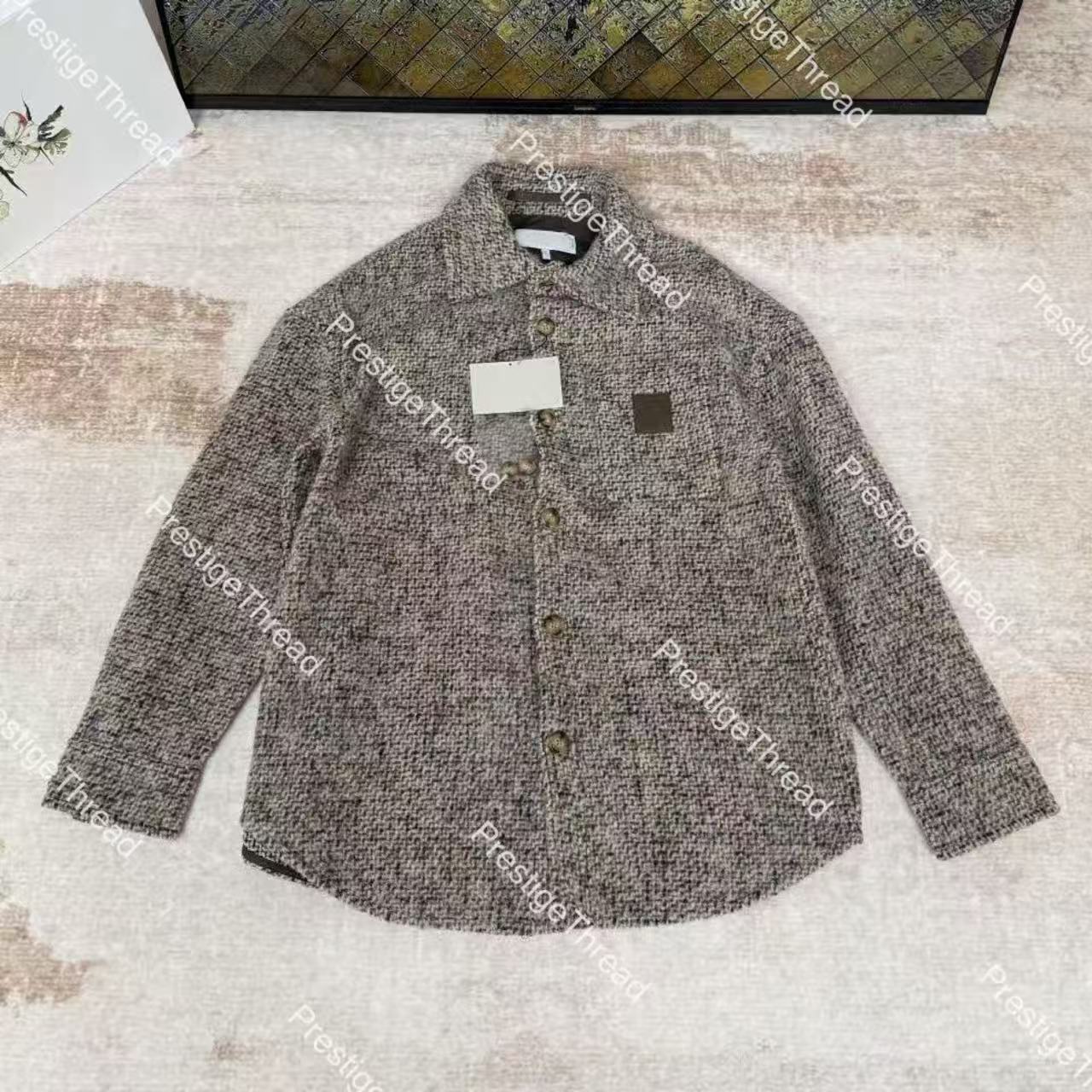 Designer Men's Jackets with Patch Pocket Wool Blend Shirt Jacket Casual Plus Size