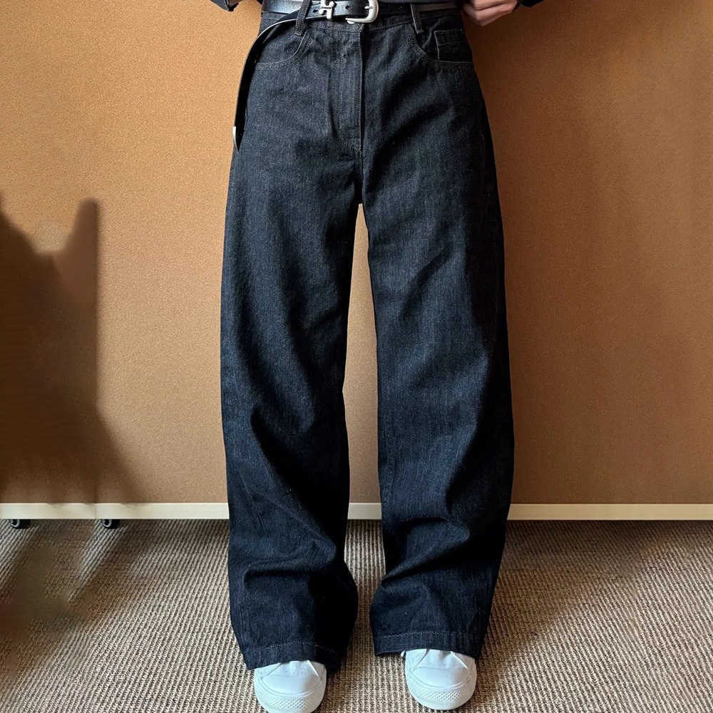 2025 Men's Jeans Spring and Summer New Men's Solid Color Washed Straight Jeans Retro Fashion Trend Casual Simple Loose Daily Men's Bo