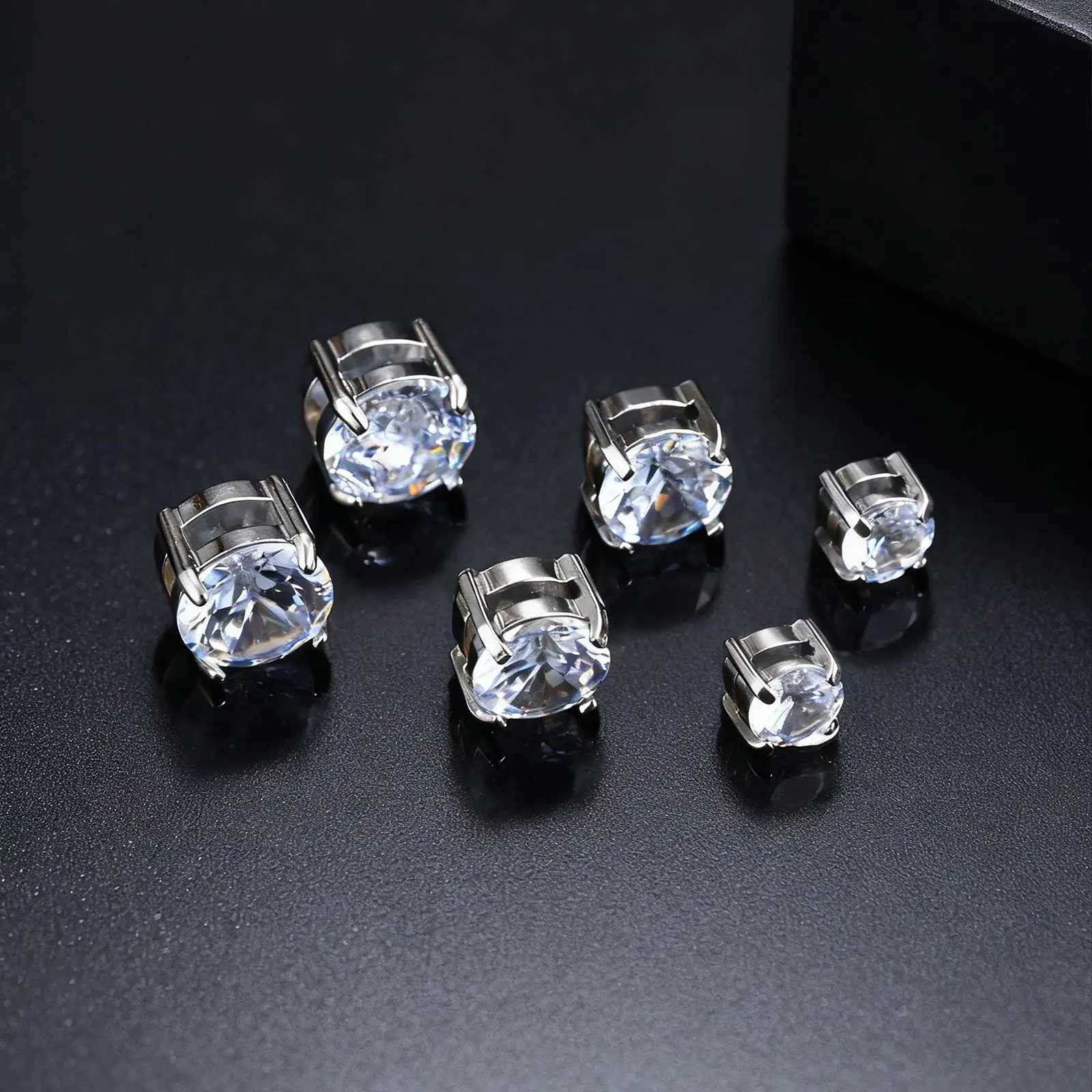Ear Cuff Punk Round Zircon Magnetic Ear Studs Clips Non Piercing Stainless Steel Small Earrings for Women Men Fashion Jewelry X260921