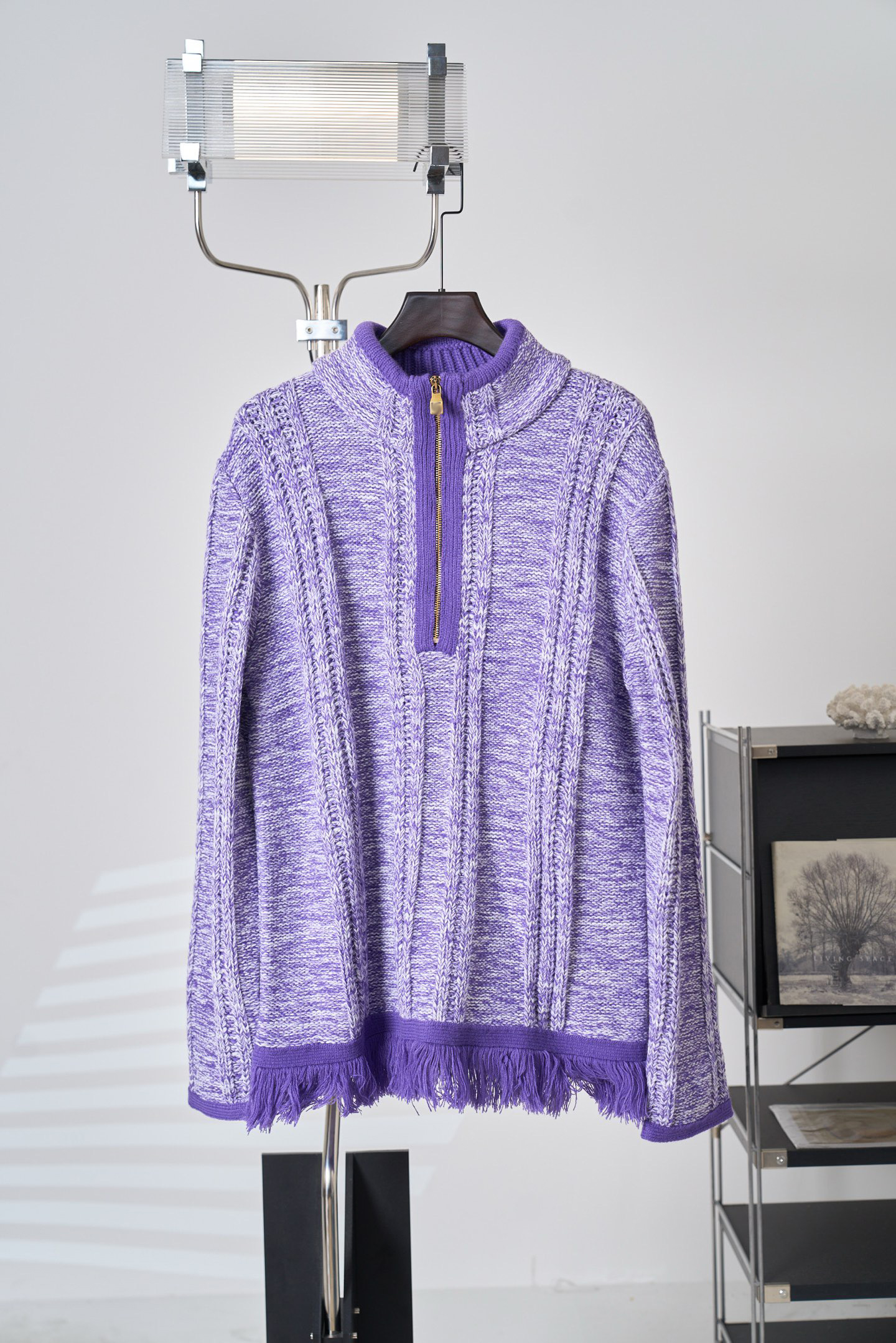 Nouveau pull tricoté avec lettre jacquard AOP en automne/hiver 2026 machine à tricoter e Personnalisé jnlarged détail col rond coton w54423