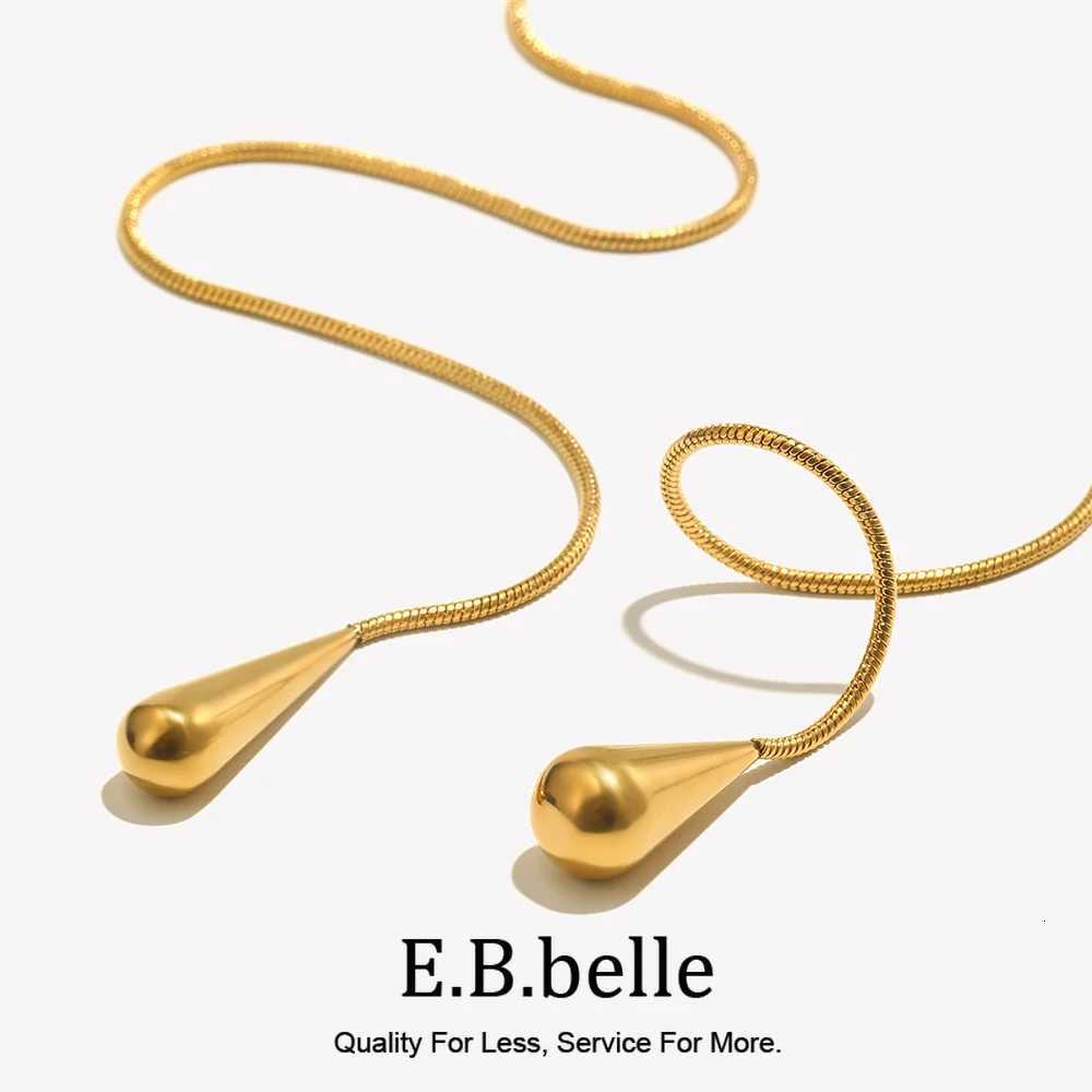 Pendant Necklaces Two Water Drop Snake Chains Necklace Tarnish Free Silver Color Stainless Steel Accessories 18K Gold Plated Women's Neck Chain