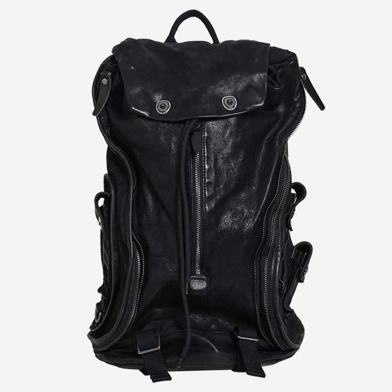 Zaino genuino stile 2025 zaino da uomo in pelle nuova borsa da scuola a tracolla in pelle vecchia moda vento scuro morbido gioventù zaini da viaggio