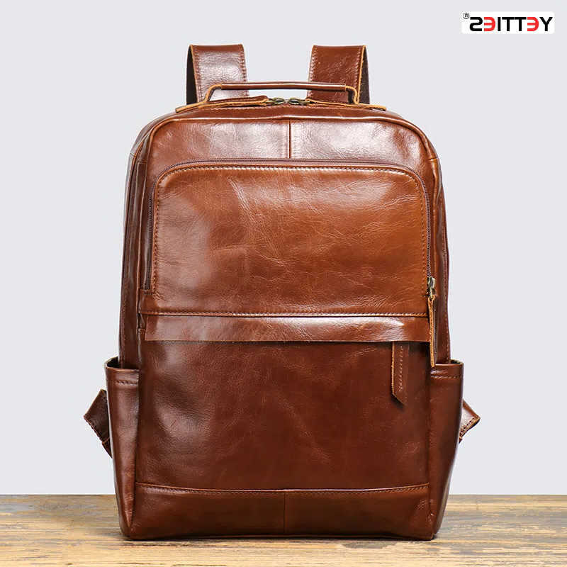 New Backpack Style YETTIES Style Top Layer Cowhide Men's Travel Backpack Women's Genuine Leather Computer Backpack Large Capacity Handbag