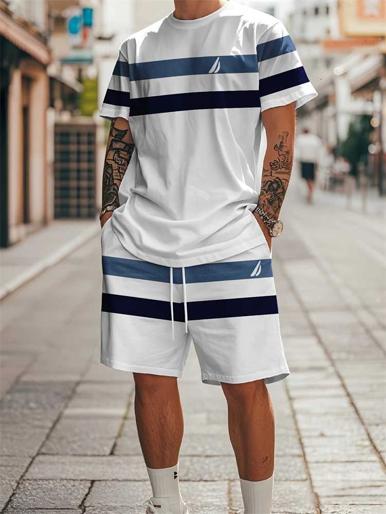 Tracksuits Summer Men's Men's Short Sleeve Shorts Set Personalized Printed Short Sleeve Shorts Set Loose Breathable Casual Fashion J260921