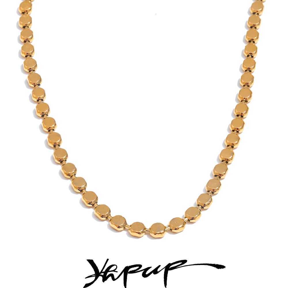 Pendant Necklaces Yhpup Exquisite Stainless Steel Bright Square Chain Collar Necklace New Style 18K Real Gold Plated Daily Fashion Jewelry X260921