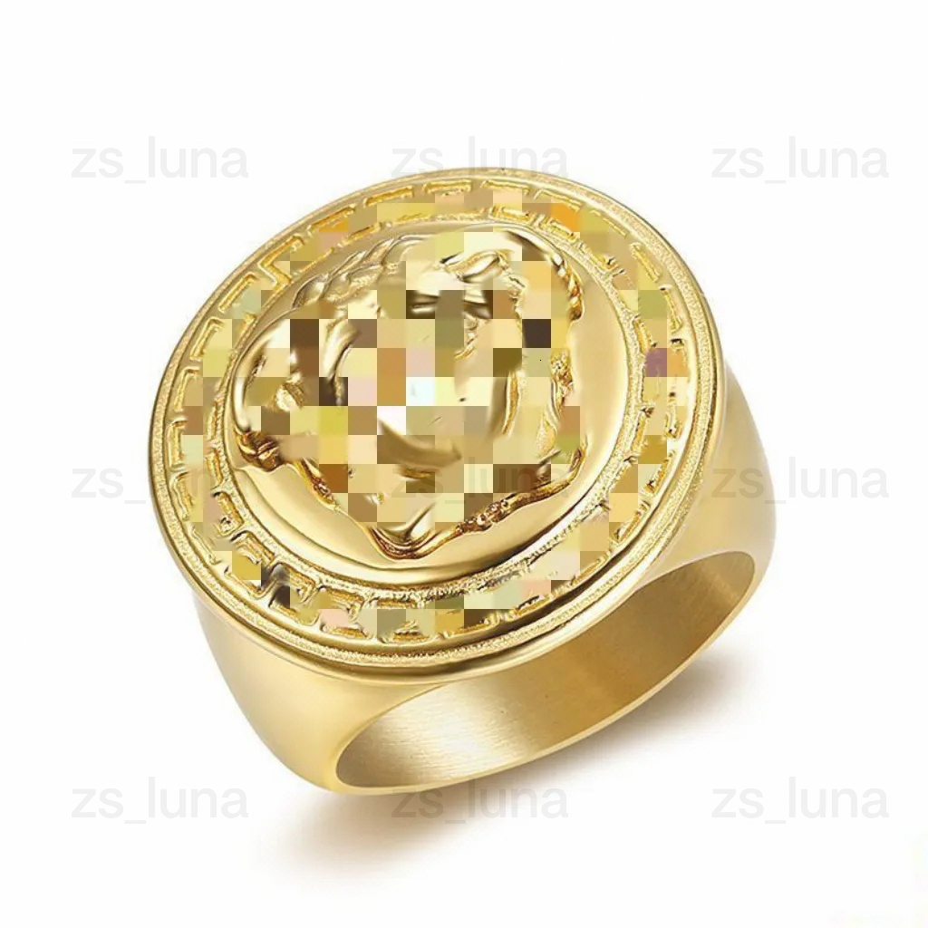 18K Titanium steel Ring designer gold plated Greek mythology men's ring Hip Hop High street Fashion Classic Band rings Jewelry