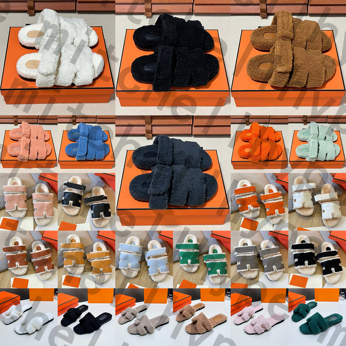 Free Shipping luxury fur furry oran hermeoran women sandles chypre women designer winter slides clog sandals sandale shoes sandal flip flops d h gat