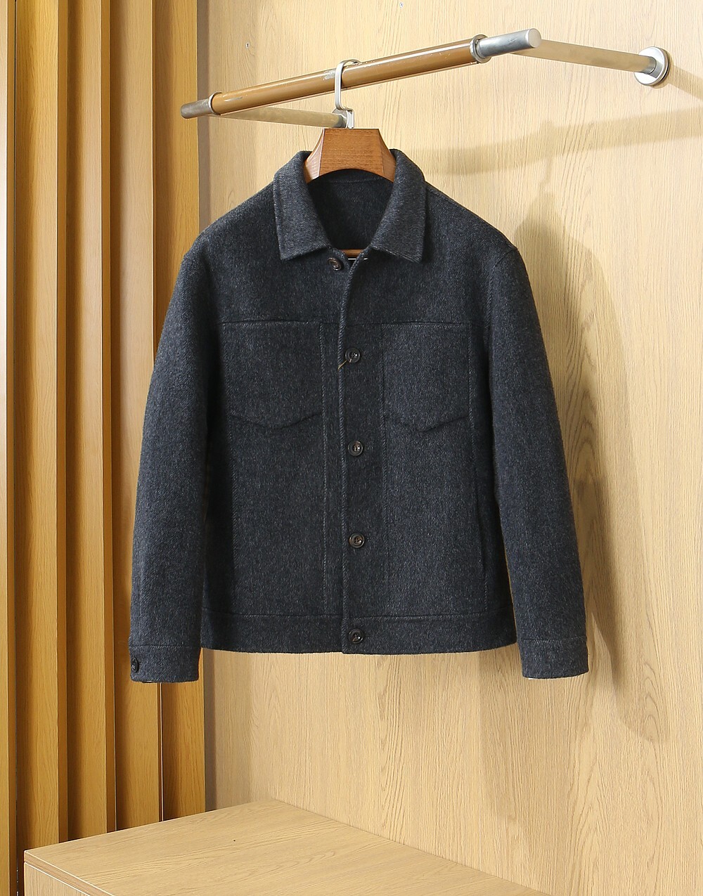 Autumn And Winter New Men's Business Doublesided Woolen Coat Size M3xl Color: Black Apricot Coffee Color
