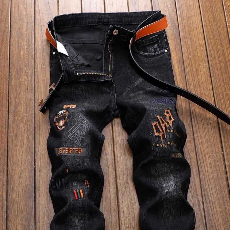Jeans 2024 Men's Spring and Autumn New Fashion Trend Retro Ripped Small Foot Pants Men's Casual Slim Breathable Elastic High-Quality Jeans