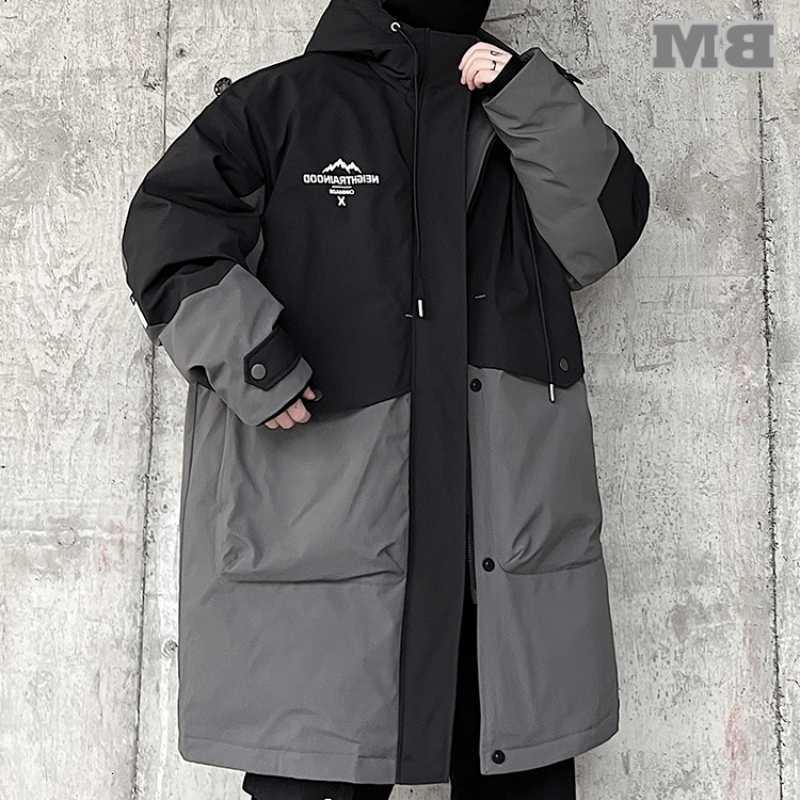 Size Men's Plus Down Parkas Men's Clothing Winter Fashion Down Jacket For Men Korean Trendy Long Padding New In Hooded Down Coats Puffer J