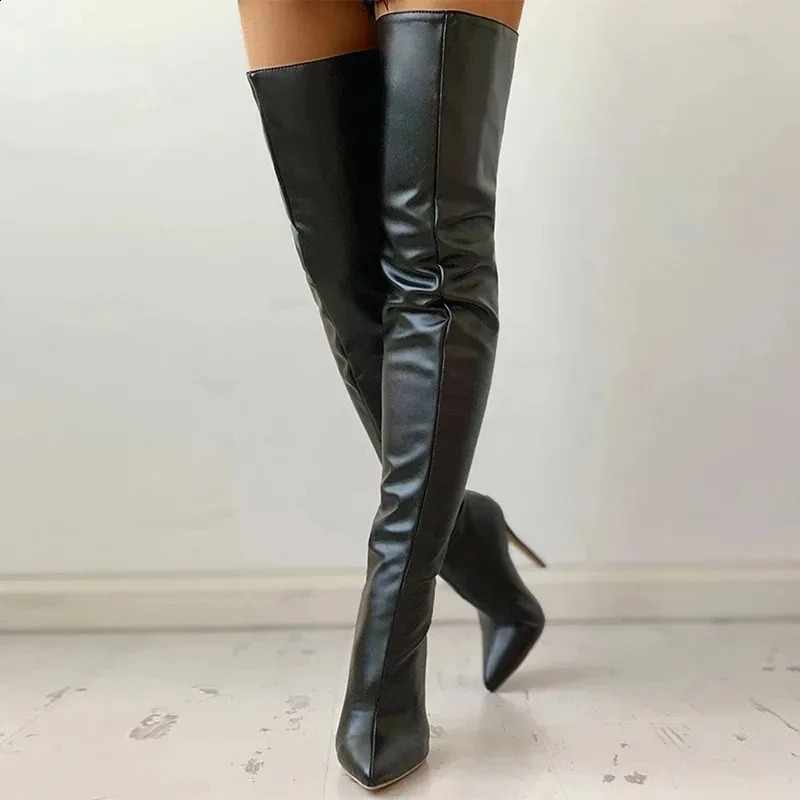Black Sexy Over The Knee Boots for Women High Heels Shoes Ladies Thigh High Boots 2025 Winter Big Size Long Boots Female Shoes 260921