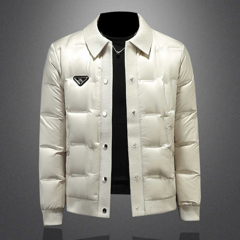 White Men's Down Parkas Minglu Duck Down Men's Jackets High Quality Solid Color Autumn Winter Casual Thicken Single Breasted Male Coats 5X