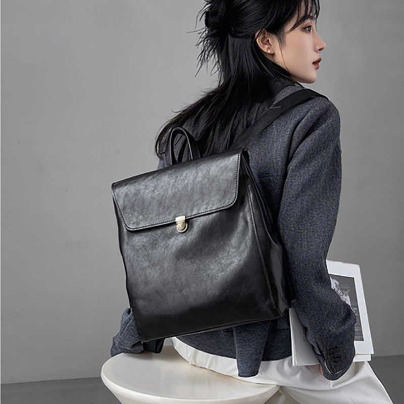 Genuine Backpack Style Leather Backpack For Women High-quality Top Layer Cowhide Large Capacity Casual Business Commuting Backpack H260922