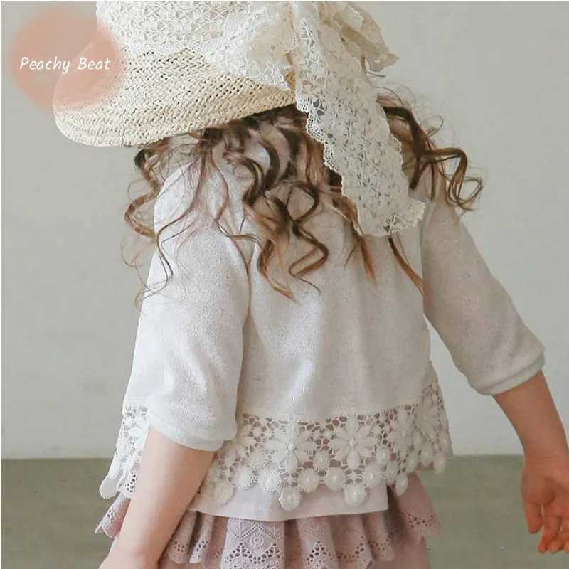 Baby Girl Princess INS Pullover Cotton Soild Cardigan Infant Toddler Kids Lace Flower Casual Coat Spring Summer Autumn Baby Clothes 9M-5Y C260921