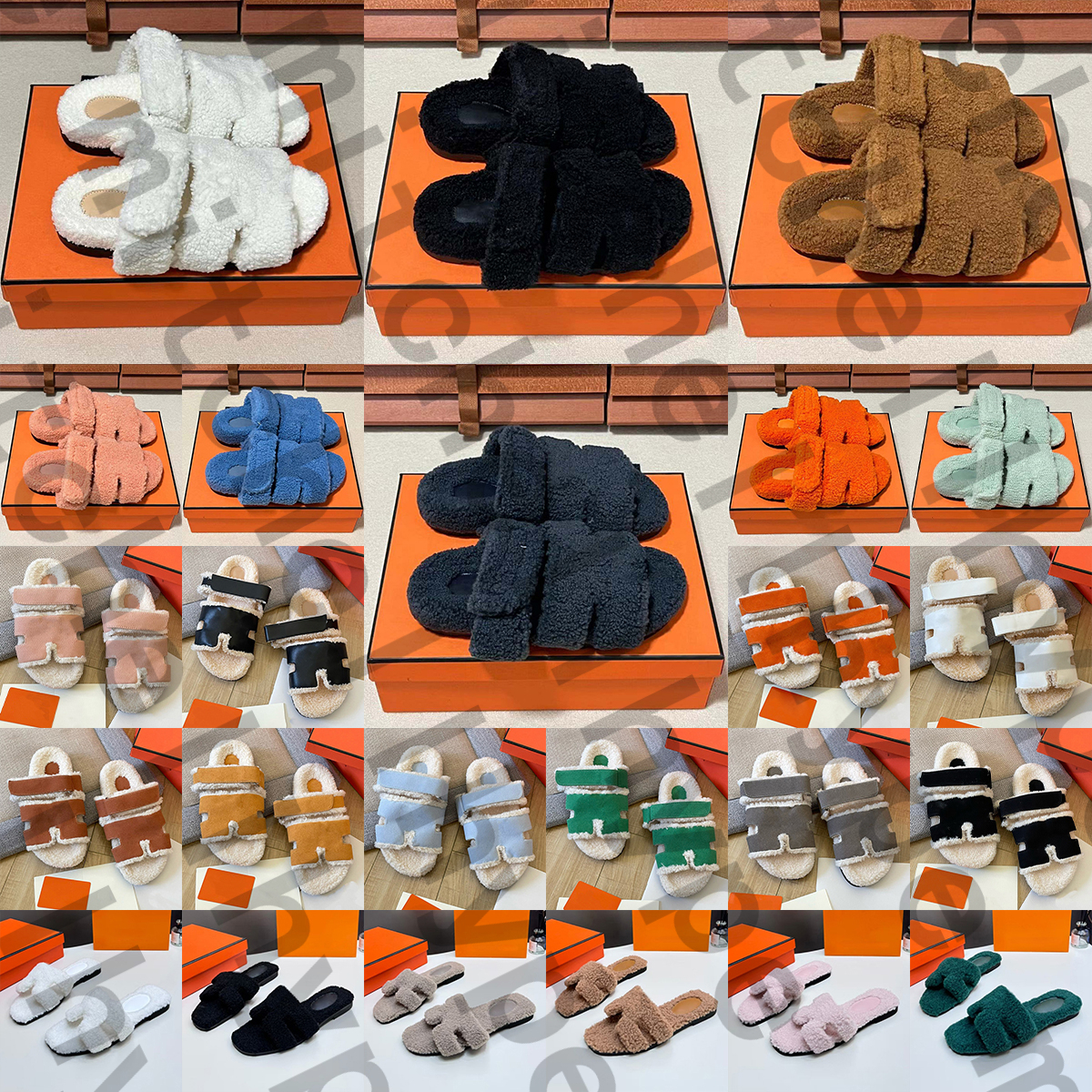 Free Shipping luxury fur furry oran hermeoran women sandles chypre women designer winter slides clogs sandals sandale shoes sandal flip flops d h ga