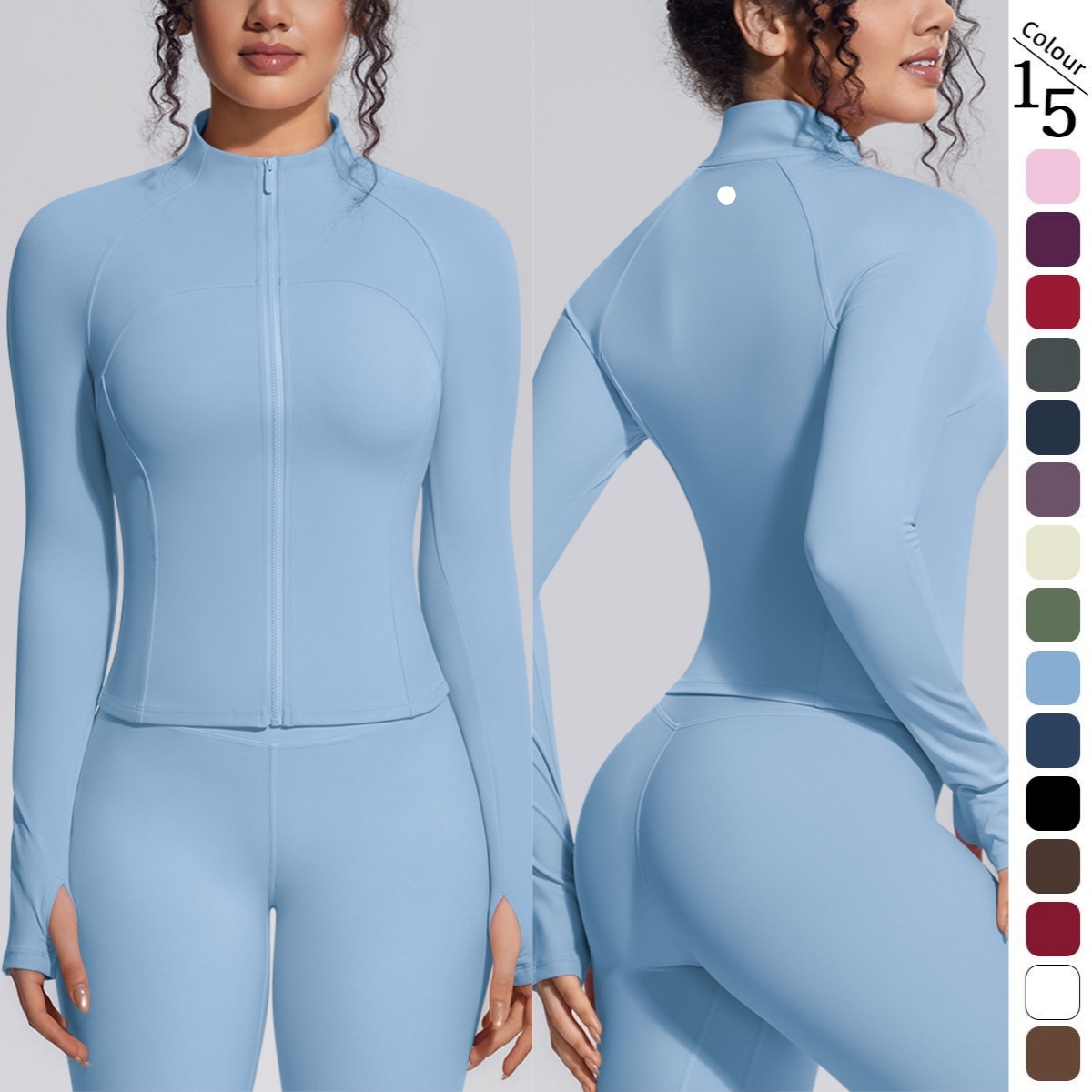 L6598 Veste zippée respirante pour femme, séchage rapide, haut de Yoga et de Fitness, épais et fin, manteau zippé pour course à pied, veste de sp