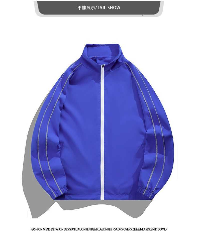 Women's Jackets Retro Striped Stand Collar Zip Up Track Jacket Women Bright Blue Loose Sports Windbreaker C260921