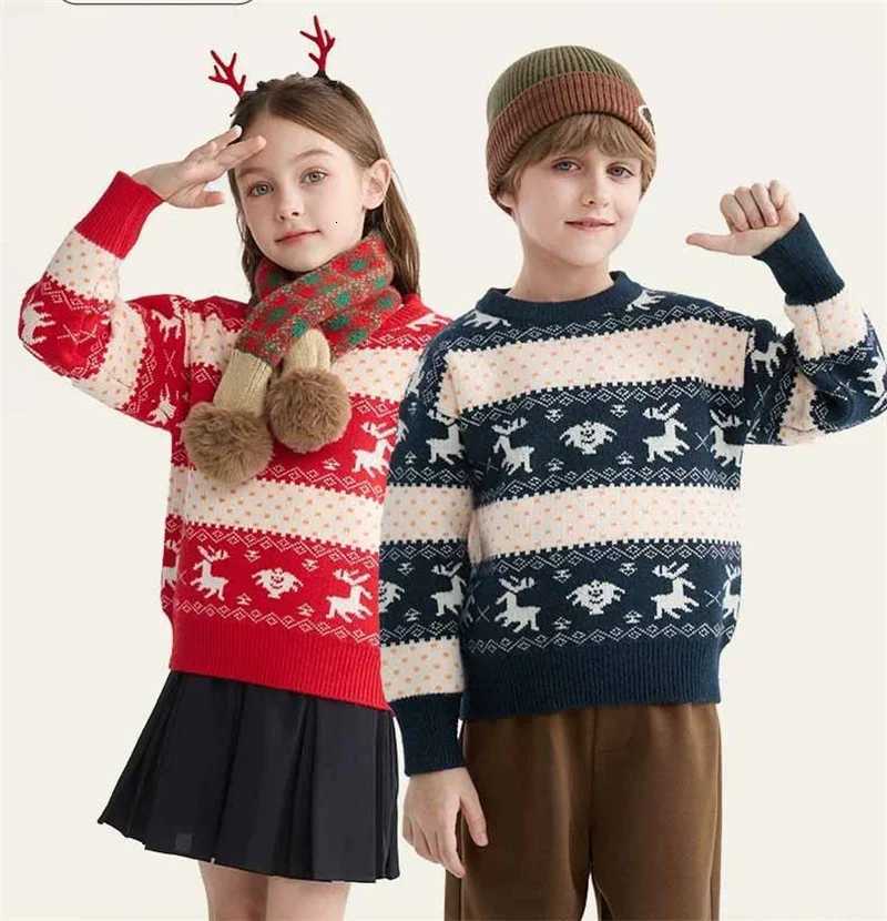 Autumn Christmas Sweaters Pullover Kids Winter Boys Girl Warm Knit Pullover Xmas Printed Knitwear Sweatshirt Casual Tops Children Clothes C260921