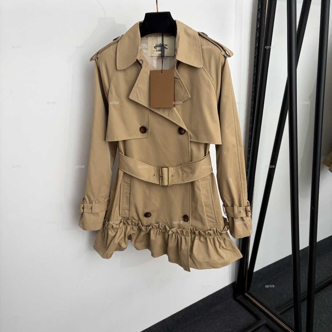 New Double Breasted Trench Coat women designer clothes lapel Collar Waist Belt Plaid Print Style Outerwear Fall Long windproof jacke A406X08N008
