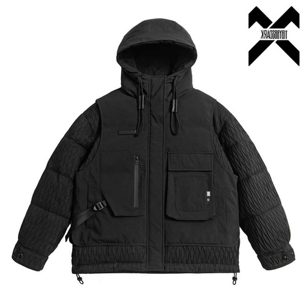 Winter Parkas Men's Down Down Jacket for Men Vintage 85% White Duck Down Jacket Fake two Warm Thick Outwear Coat Hip Hop Streetwear Techwear C2