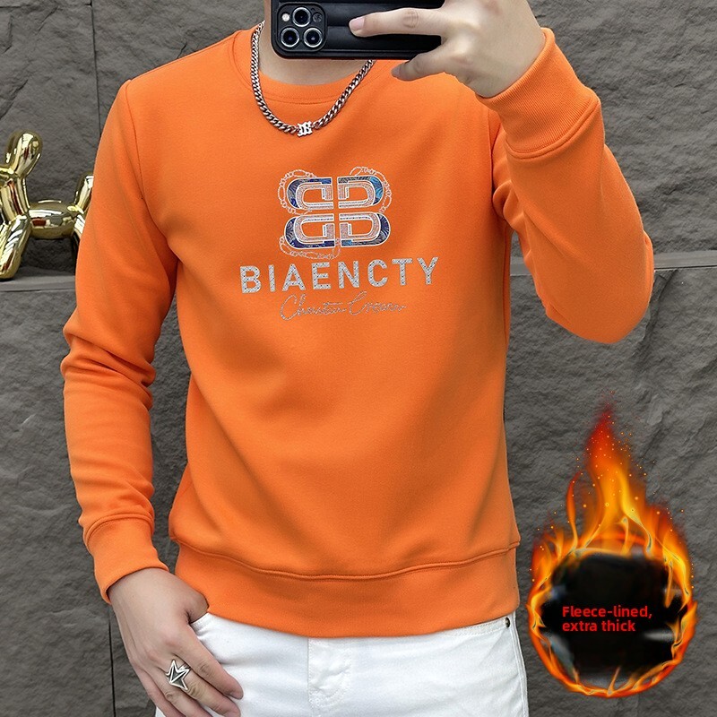 Sudadera de manga larga con forro polar para hombre, capa base moderna, cálida y elegante