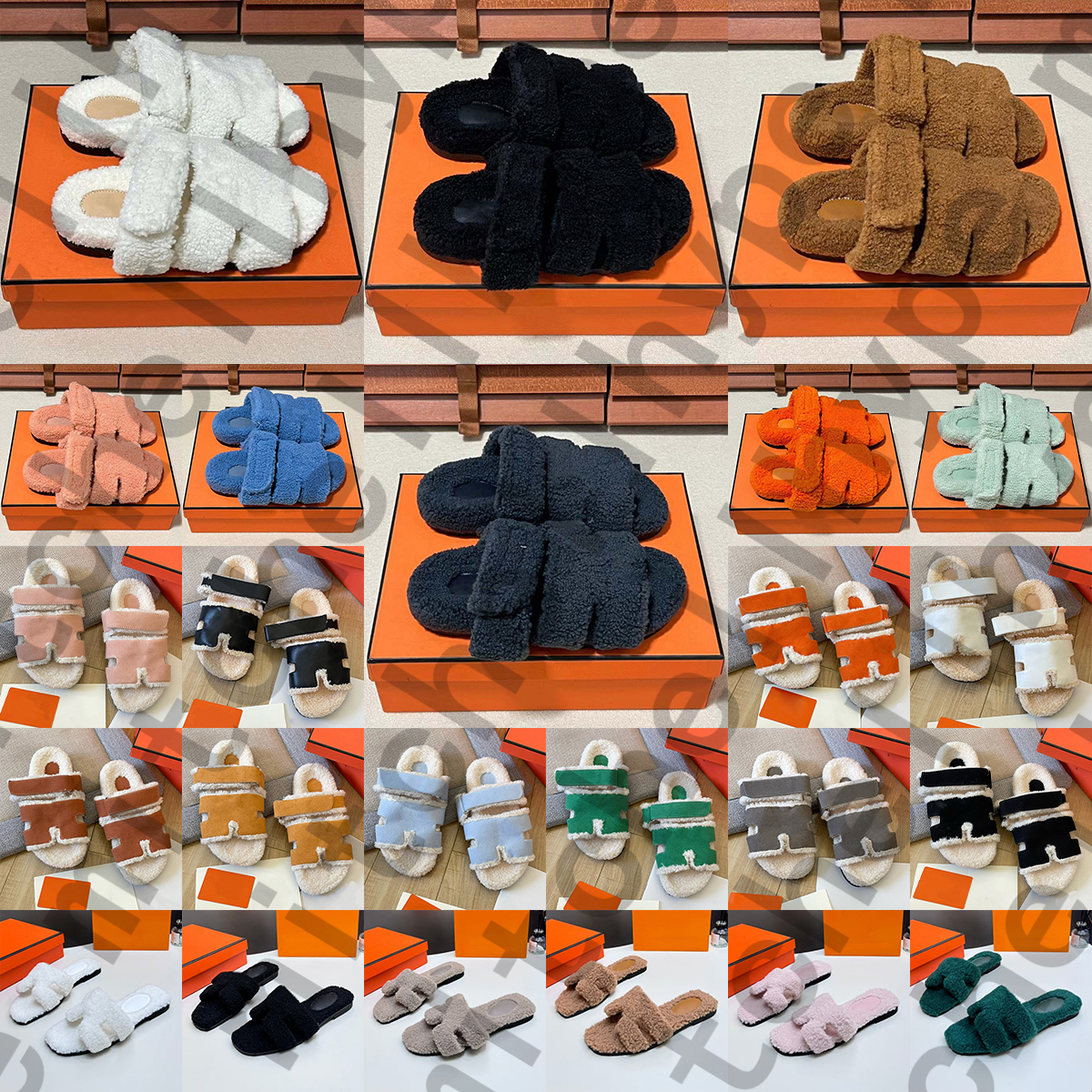 Free Shipping luxury fur furry oran hermeoran women sandles chypre women designer winter slides clogs sandals sandale shoes sandal flip flops d h ga