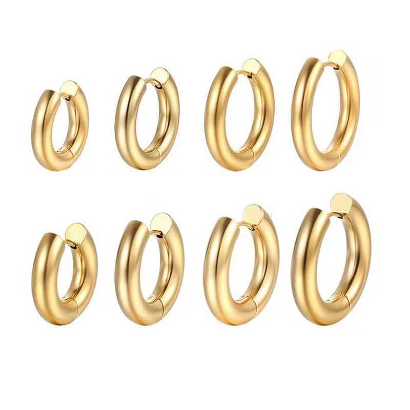 Stud Classic Round Stainless Steel Earrings For Women Men Geometric Circle Ear Buckle Gold Silver Color Fashion Huggie Daily Jewelry X260921